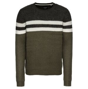 Only & Sons Svetr 'onsLAZLO STRIPED CREW NECK KNIT'  zelená / černá / bílá