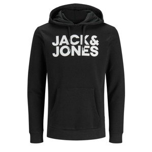 JACK & JONES Mikina  černá / bílá