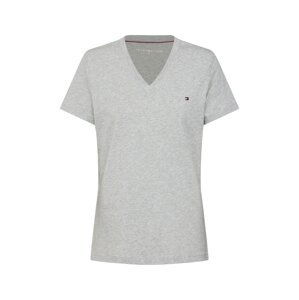 TOMMY HILFIGER Tričko 'HERITAGE V-NECK TEE'  šedý melír / světle šedá