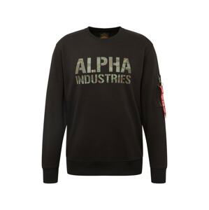 ALPHA INDUSTRIES Mikina  černá / tmavě zelená