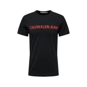 Calvin Klein Jeans Tričko 'INSTITUTIONAL SLIM LOGO TEE'  černá / pink