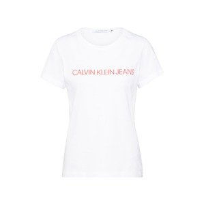 Calvin Klein Tričko 'INSTITUTIONAL LOGO SLIM FIT TEE'  bílá / červená