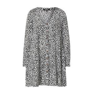 Missguided Kleid 'BUTTON THROUGH LS SMOCK DRESS DALMATION'  bílá / černá