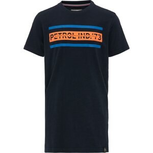Petrol Industries Tričko  modrá / černá / oranžová