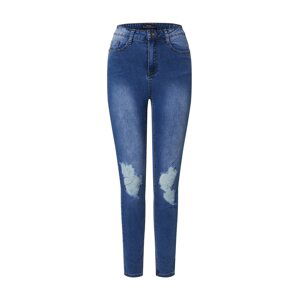 Missguided Džíny 'SINNER DISTRESS KNEE CUT HEM HIGH WAISTED SKINNY JEAN'  světlemodrá