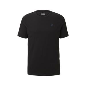 TOM TAILOR T-Shirt Basic T-Shirt mit Logo-Stickerei  černá