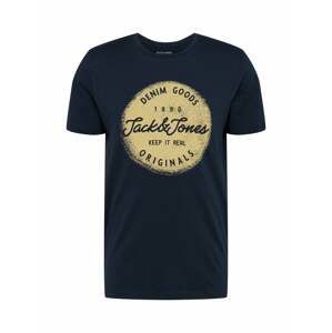 JACK & JONES Tričko 'JORTORINO TEE SS CREW NECK FST'  žlutá / námořnická modř