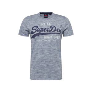 Superdry Tričko  modrý melír / námořnická modř / bílá