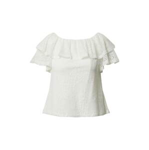 Dorothy Perkins Tričko 'Ivory lace ruffle bardot top'  bílá