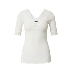 rosemunde Tričko 'Organic t-shirt v-neck regular 3/4s w/lace'  krémová