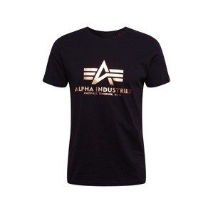 ALPHA INDUSTRIES Tričko 'Basic T Foil Print'  zlatá / černá