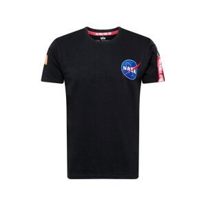 ALPHA INDUSTRIES Tričko 'NASA Heavy'  černá / modrá / bílá / červená