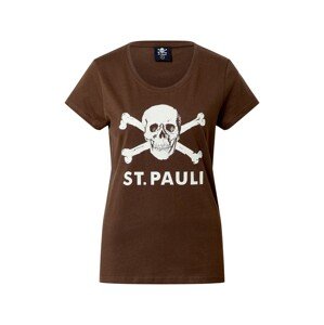 FC St. Pauli Tričko 'Totenkopf'  hnědá / bílá