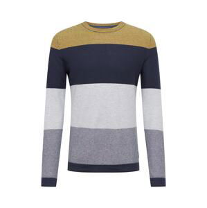 JACK & JONES Svetr 'Flame'  bílá / marine modrá / hořčicová / šedý melír