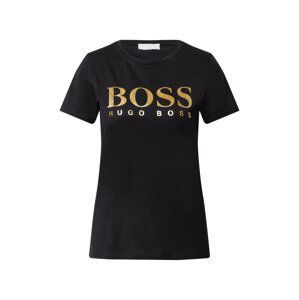 BOSS Casual Tričko  černá / zlatá