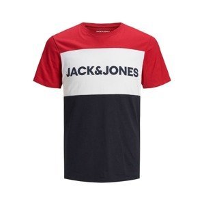 Jack & Jones Plus Tričko  tmavě modrá / melounová / bílá