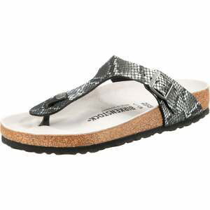 BIRKENSTOCK Žabky 'Gizeh Python'  černá / bílá / světle šedá