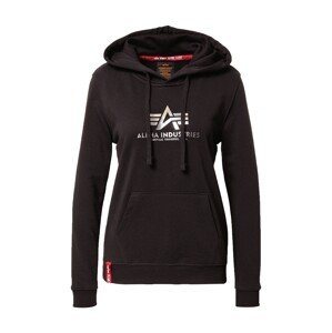 ALPHA INDUSTRIES Mikina  černá / stříbrná