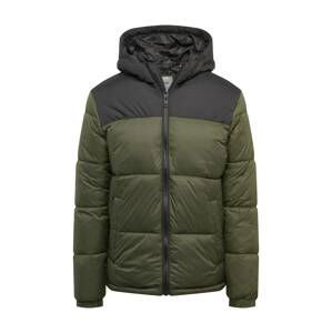 JACK & JONES Zimní bunda  khaki / černá