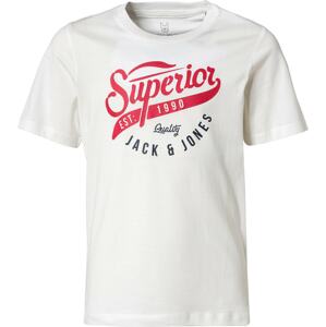 Jack & Jones Junior Tričko  bílá / brusinková / noční modrá