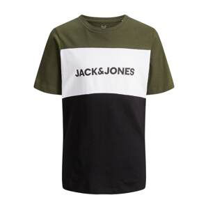 Jack & Jones Junior Tričko  khaki / černá / bílá