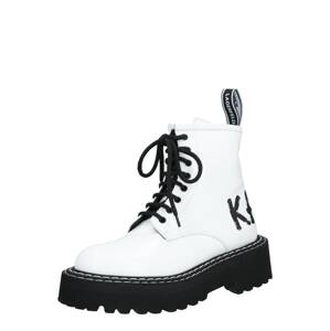 Karl Lagerfeld Šněrovací kozačky 'Patrol II Brush Logo Hi Lace'  bílá / černá