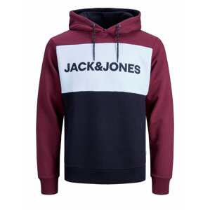 JACK & JONES Mikina  rubínově červená / černá / bílá