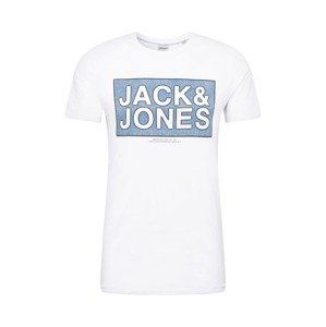 JACK & JONES Tričko 'TUBE'  bílá / kouřově modrá / chladná modrá