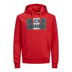 JACK & JONES Mikina  červená / šedá / bílá / námořnická modř