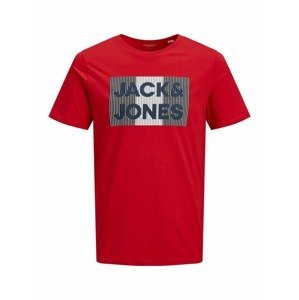 JACK & JONES Tričko  červená / černá / bílá / námořnická modř