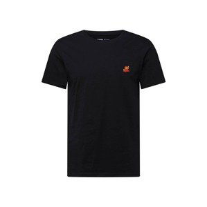DEDICATED. T-Shirt 'Stockholm'  černá / světle hnědá / oranžově červená
