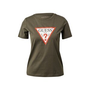 GUESS Tričko  khaki / bílá / červená