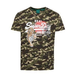 Superdry Tričko  hnědá / zelená / bílá / červená / mix barev