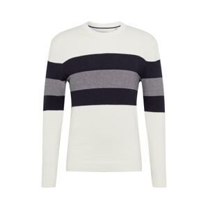 JACK & JONES Svetr 'COAL'  offwhite / šedý melír / noční modrá