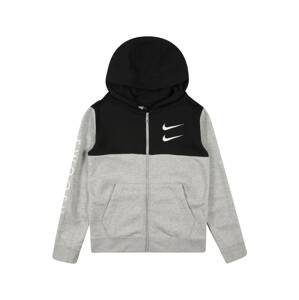 Nike Sportswear Mikina 'SWOOSH'  černá / šedý melír / bílá