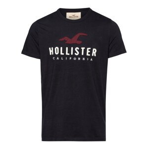 HOLLISTER Tričko  černá / bílá / rubínově červená