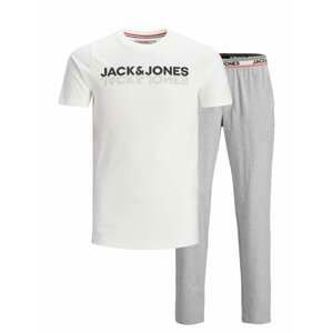 JACK & JONES Pyžamo dlouhé  bílá / šedý melír / černá