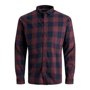 JACK & JONES Košile 'Gingham'  tmavě modrá / vínově červená