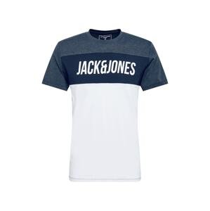 JACK & JONES Tričko 'TEMP'  bílá / modrý melír / námořnická modř