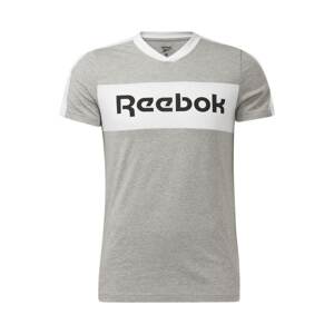 REEBOK Funkční tričko 'Training Essentials Linear Logo Graphic'  šedá / bílá / černá