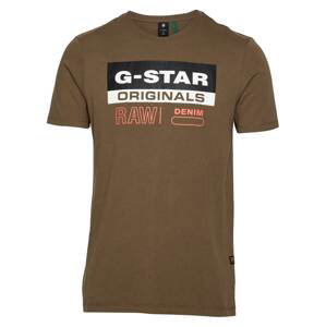 G-Star RAW Tričko  khaki / černá / bílá / oranžová
