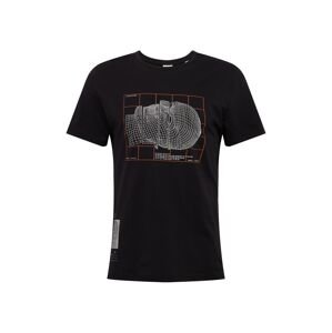 JACK & JONES T-Shirt  černá / tmavě oranžová / bílá