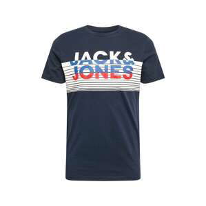 JACK & JONES Tričko 'BRIXI'  tmavě modrá / bílá / nebeská modř / světle červená