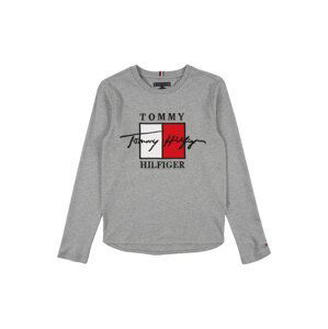 TOMMY HILFIGER Tričko 'Signature'  šedá / bílá / ohnivá červená / černá