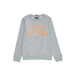 TOMMY HILFIGER Mikina  šedá / oranžová / bílá