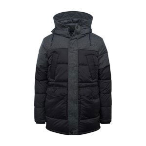 JACK & JONES Parka 'BOSTON'  černá / šedý melír