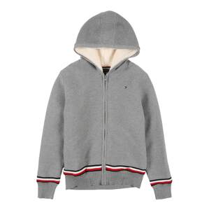 TOMMY HILFIGER Strickjacke  šedá / námořnická modř / červená / bílá