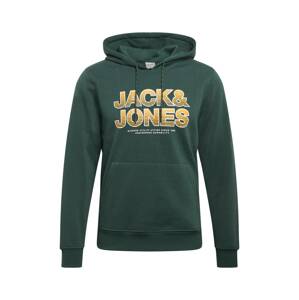 JACK & JONES Mikina 'SENSE'  tmavě zelená / bílá / žlutá