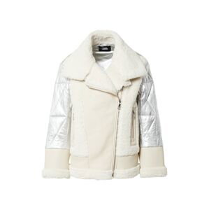 Karl Lagerfeld Zimní bunda  stříbrně šedá / krémová