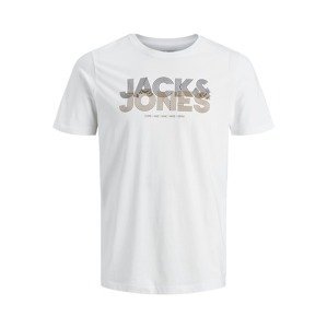 JACK & JONES Tričko  bílá / černá / hnědá
